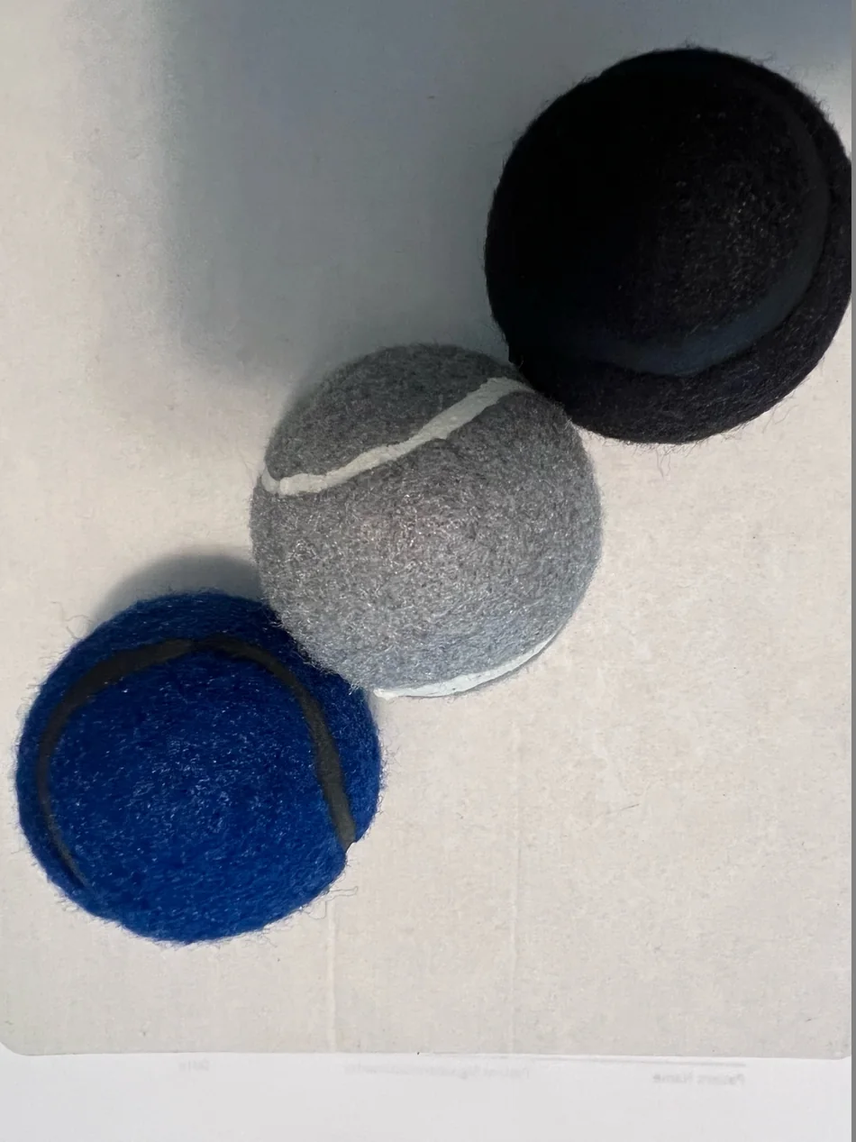 Blue gray and black brand-new precut tennis balls